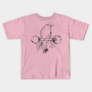 fairy tern on a branch outline sketch Kids T-Shirt